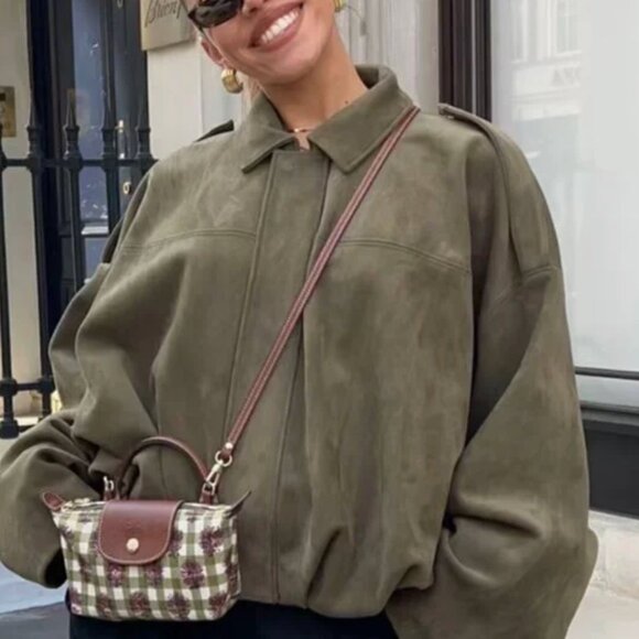 Zara Jackets & Blazers - Zara faux suede jacket in khaki green